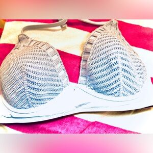 Shade & Shore Crochet Light Lift Halter Bikini Top- Baby Blue 34 D